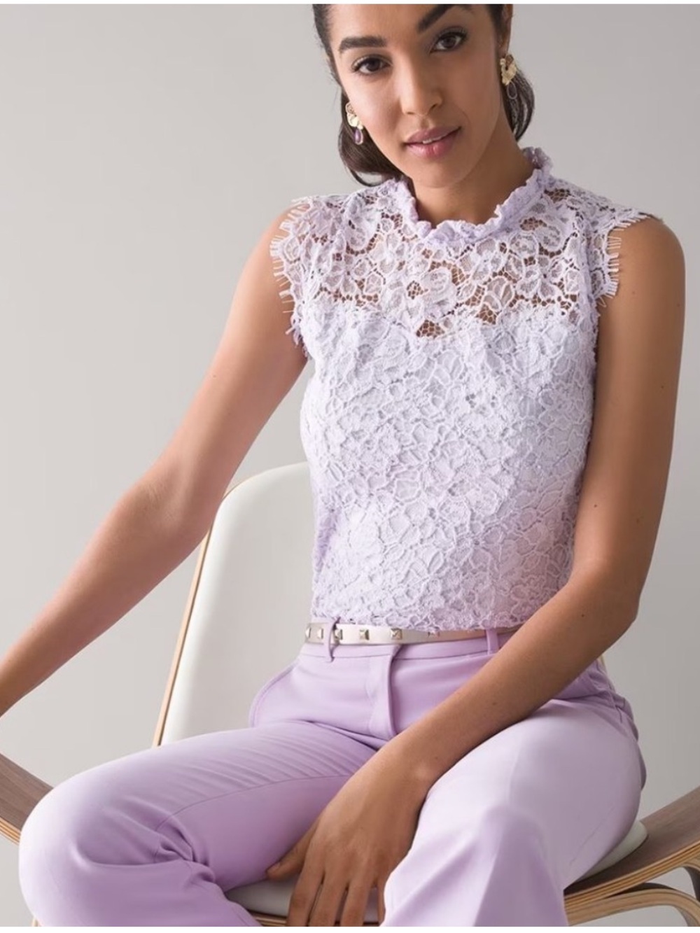 White House Black Market Lilac Lace Blouse